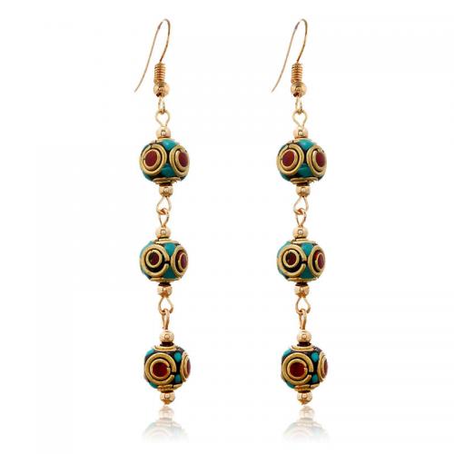 Lampwork Drop Earring, Brass, with Lampwork & Zinc Alloy, gold color plated, folk style & for woman, earring length 10-80mm 