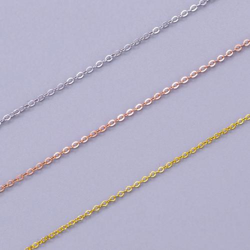 Sterling Silver Necklace Chain, 925 Sterling Silver, plated, cross chain & DIY & for woman Approx 17.7 Inch 