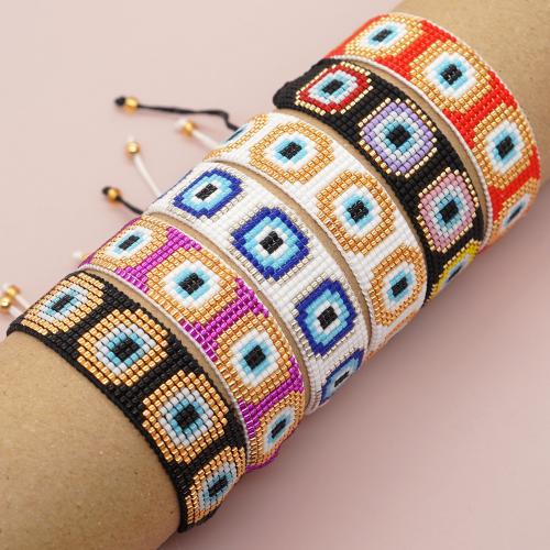 Evil Eye Jewelry Bracelet, Seedbead, with Knot Cord, Adjustable & fashion jewelry & for woman Approx 28 cm 