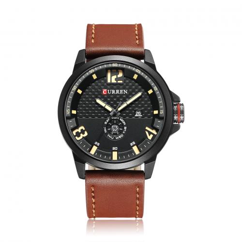 Men Wrist Watch, Glass, with Leather, Japanese movement, Life water resistant & fashion jewelry & for man Approx 24 cm 