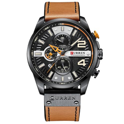 Men Wrist Watch, Glass, with Leather, Chinese movement, Life water resistant & fashion jewelry & for man Approx 25 cm 