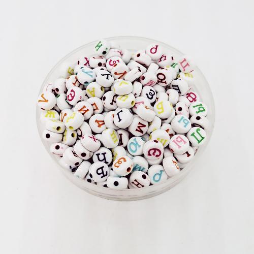Acryl Alphabet Perlen, rund, DIY, keine, 4x7mm, ca. 3600PCs/Tasche, verkauft von Tasche