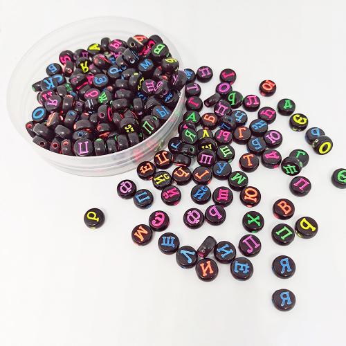 Acryl Alphabet Perlen, rund, DIY, gemischte Farben, 4x7mm, 3600PCs/Tasche, verkauft von Tasche