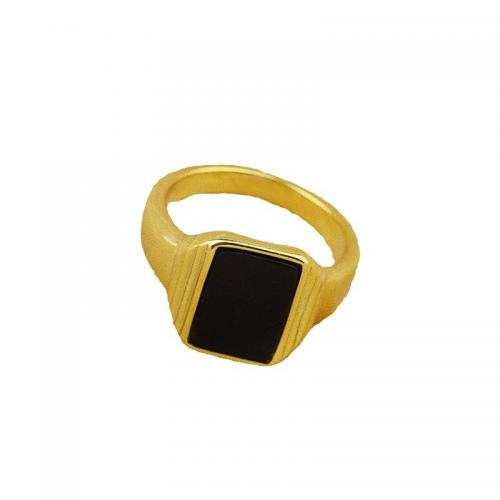 Титан Сталь палец кольцо, титан, с Полудрагоценный камень, Другое покрытие, разный размер для выбора & Женский, Золотой, продается PC
