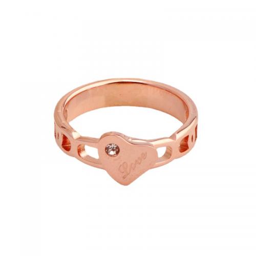 Титан Сталь палец кольцо, титан, Другое покрытие, разный размер для выбора & инкрустированное микро кубического циркония & Женский, под розовое золото, продается PC