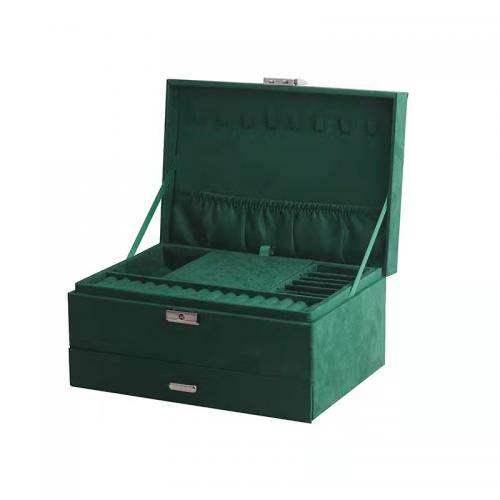 Boîte à bijoux multifonctions, velours de coton, vert Vendu par PC[