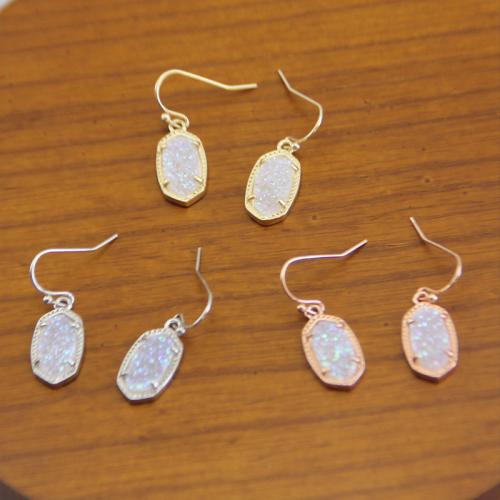 Agate Drop Earring, Brass, with Ice Quartz Agate, plated, for woman 20mm [