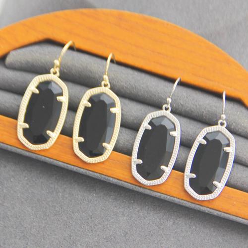 Brass Drop Earring, with Glass, plated, for woman 