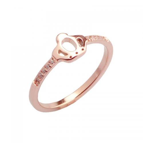 Titanium Steel Finger Ring, plated & micro pave cubic zirconia & for woman, rose gold color 