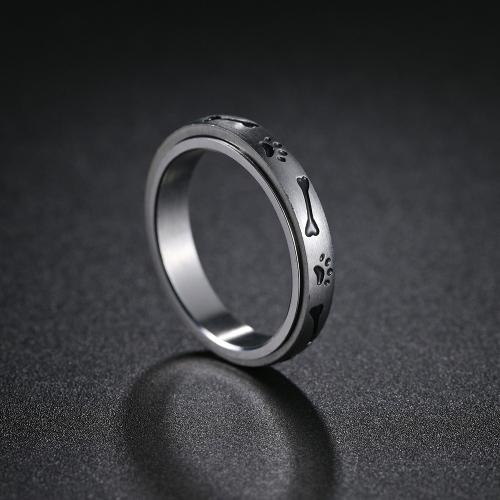 Stainless Steel Finger Ring, 304 Stainless Steel, fashion jewelry & rotatable & Unisex  silver color, Width 4mm,Thickness 2mm 