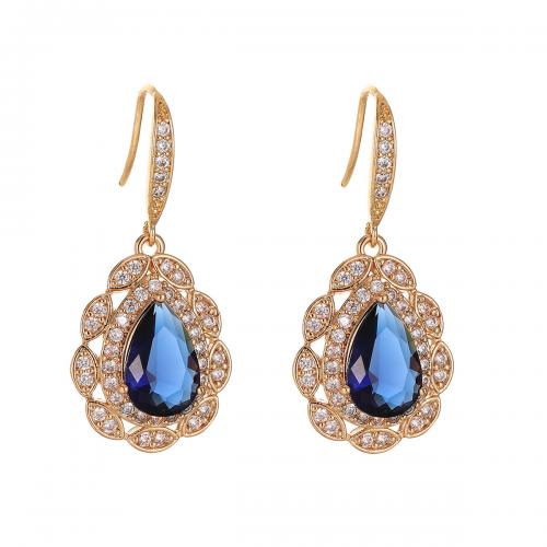 Brass Drop Earring, with Oxidized Agate & Crystal, plated & for woman & with rhinestone, earring length 10-30mm 