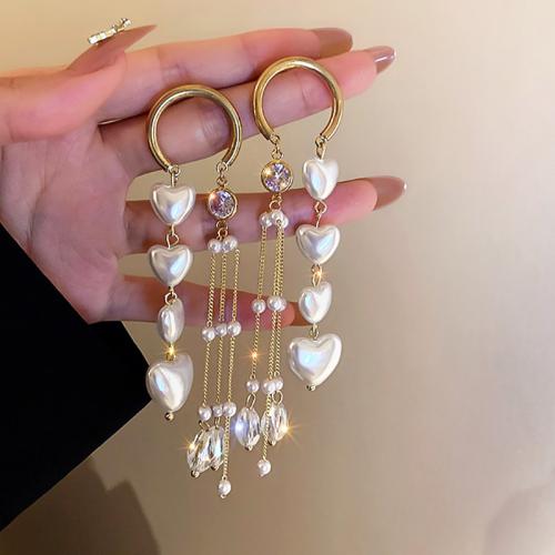 Zinc Alloy Drop Earring, with Crystal & Plastic Pearl & Acrylic, plated & micro pave cubic zirconia & for woman & with rhinestone, earring length 20-120mm 