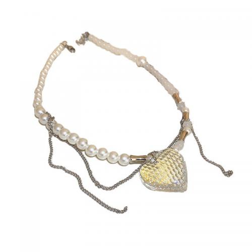 プラスチック真珠のネックレス, 銅, とともに プラスチック製パール, メッキ, 異なるスタイルを選択 & 女性用 & ライン石のある, 長さ:約 16-20 インチ, 売り手 パソコン