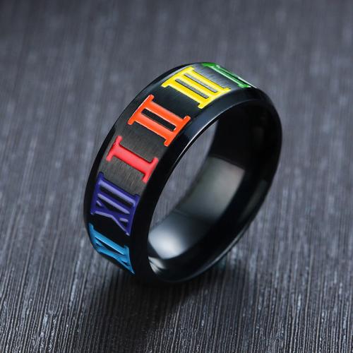 Титан Сталь палец кольцо, титан, эпоксидная смола, ювелирные изделия моды & разный размер для выбора & Мужский, черный, width 8mm, продается PC