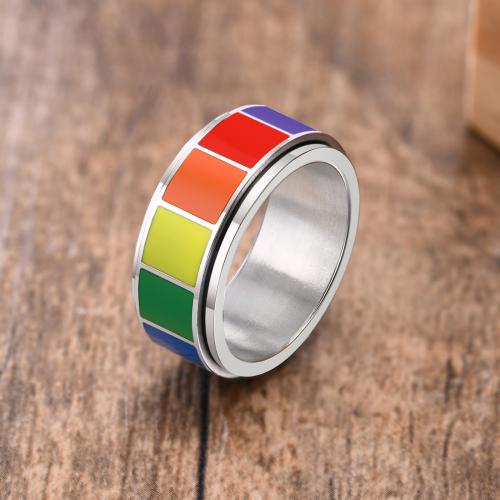 Титан Сталь палец кольцо, титан, эпоксидная смола, ювелирные изделия моды & разный размер для выбора & Мужский, Много цветов для выбора, width 8mm, продается PC