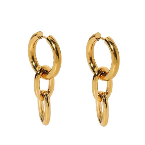 Huggie Hoop Drop Earring, Нержавеющая сталь 304, 18K позолоченный, ювелирные изделия моды & Женский, Золотой продается Пара