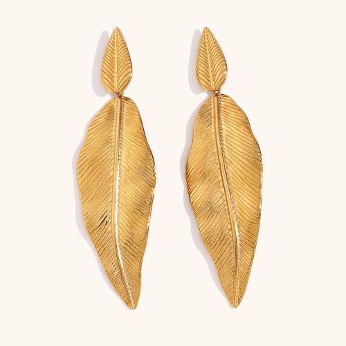 Stainless Steel Drop Earring, 316L Stainless Steel, 18K gold plated, fashion jewelry & for woman, golden [