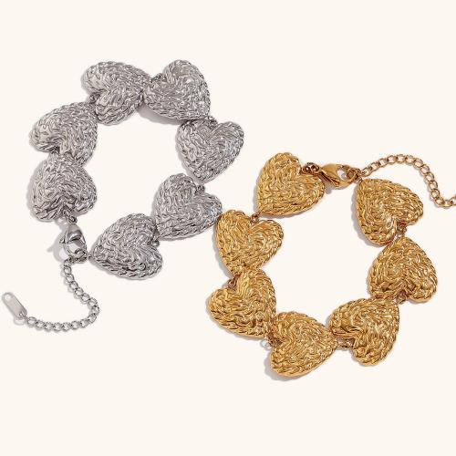 Stainless Steel Chain Bracelets, 316L Stainless Steel, with 5cm extender chain, Heart, Vacuum Ion Plating, fashion jewelry & for woman Approx 19 cm 