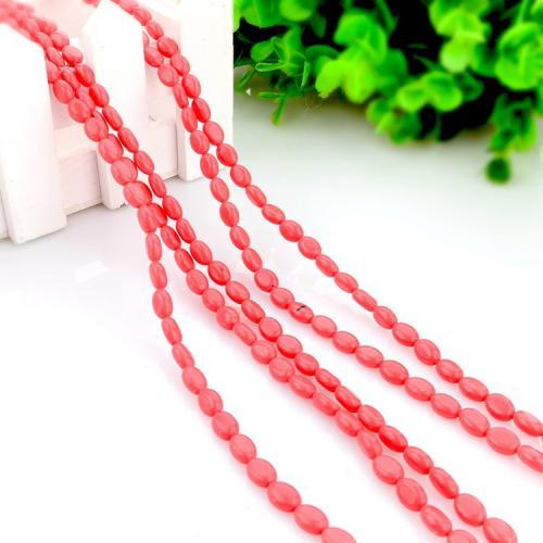 Single Gemstone Beads, Synthetic Coral, Oval, DIY, red Approx 