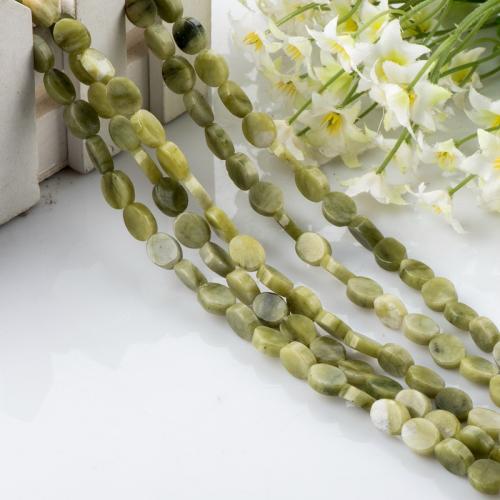 Single Gemstone Beads, Natural Stone, Oval, DIY, green Approx 