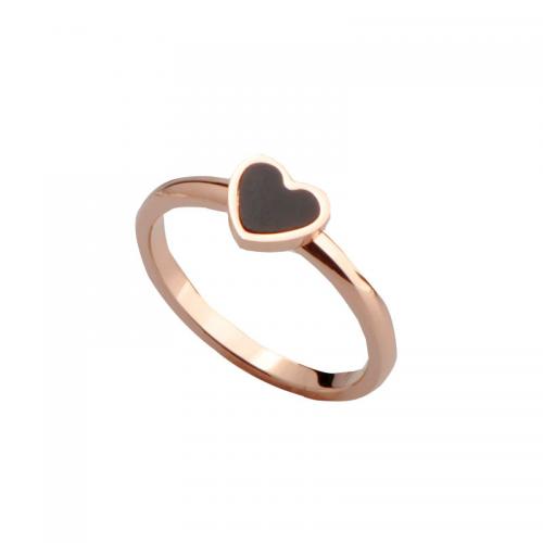 Титан Сталь палец кольцо, титан, с Черная ракушка, Сердце, Другое покрытие, разный размер для выбора & Женский, под розовое золото, продается PC
