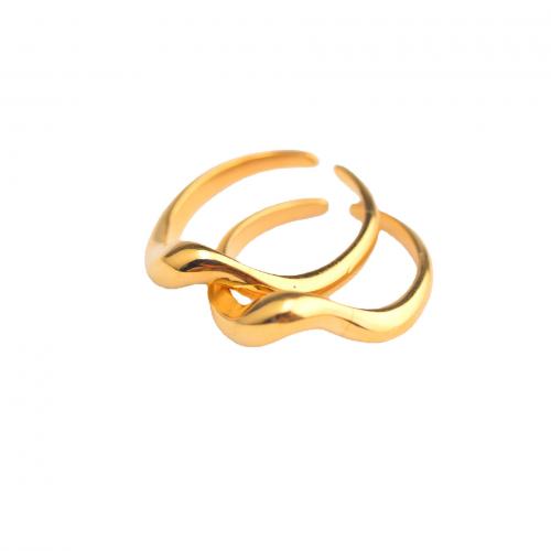 Edelstahl Fingerring, 304 Edelstahl, plattiert, 2 Stück & verschiedene Größen vorhanden & für Frau, goldfarben, verkauft von setzen