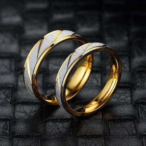 Stainless Steel Finger Ring, 304 Stainless Steel, fashion jewelry & Unisex golden, Width 4/6mm,Thickness 2mm 