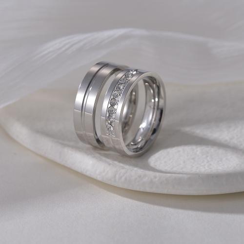 Нержавеющая сталь Rhinestone палец кольцо, Нержавеющая сталь 304, ювелирные изделия моды & Мужская & разный размер для выбора & разные стили для выбора & со стразами, Много цветов для выбора, Width 6mm,Thickness 2.5mm, продается PC