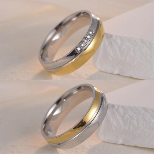 Cubic Zirconia anillo de dedo de acero inoxidable, acero inoxidable 304, Joyería & unisexo & diverso tamaño para la opción & micro arcilla de zirconia cúbica, Width 6mm,Thickness 2mm, Vendido por UD