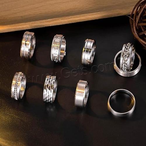 Stainless Steel Finger Ring, 304 Stainless Steel, 9 pieces & fashion jewelry & Unisex Width 8mm,Thickness 2.2mm 