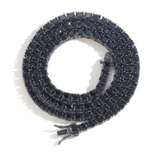 Messing Zirkonia Halskette, mit kubischer Zirkonia, Modeschmuck & verschiedene Größen vorhanden & verschiedene Stile für Wahl & für den Menschen, keine, verkauft von PC
