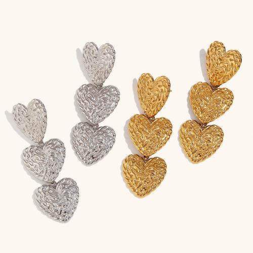 Stainless Steel Drop Earring, 316L Stainless Steel, Heart, Vacuum Ion Plating, fashion jewelry & for woman 
