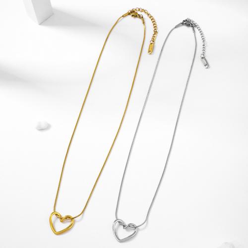 Stainless Steel Jewelry Necklace, 304 Stainless Steel, with 5.5cm extender chain, Heart, Vacuum Ion Plating, fashion jewelry & for woman Approx 39 cm 