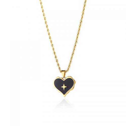 Stainless Steel Jewelry Necklace, 304 Stainless Steel, with 6cm extender chain, Heart, 18K gold plated, fashion jewelry & for woman, golden Approx 40 cm 