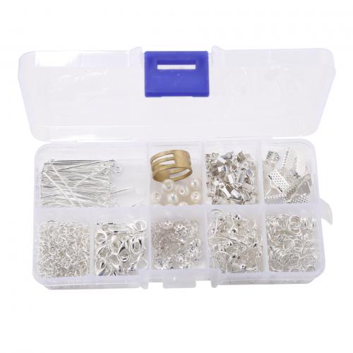 DIY Jewelry Finding Kit, Iron, with Plastic Box & Zinc Alloy, plated, 10 cells 