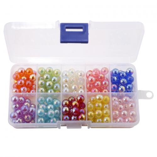 DIY Jewelry Finding Kit, Acrylic, with Plastic Box, Round, 10 cells, mixed colors mm, Approx 