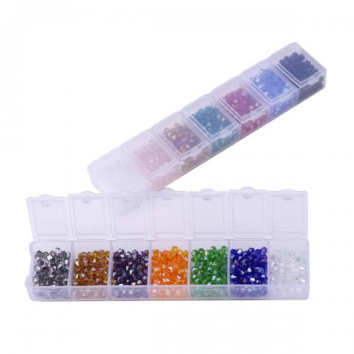 DIY Jewelry Finding Kit, Glass, with Plastic Box, faceted, mixed colors x4.2mm  
