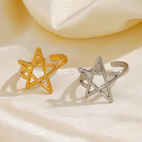 Stainless Steel Finger Ring, 304 Stainless Steel, Star, plated, for woman & hollow 