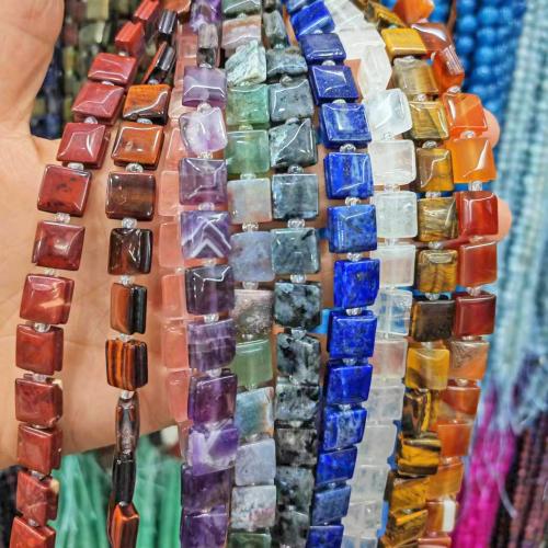 Single Gemstone Beads, Square, DIY 