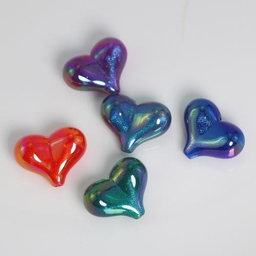Perles acryliques plaquée, Acrylique, coeur, DIY, couleurs mélangées Vendu par sac