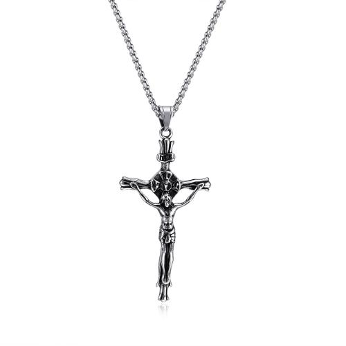 Stainless Steel Jewelry Necklace, 304 Stainless Steel, Cross, polished, fashion jewelry & for man, original color x32mm 