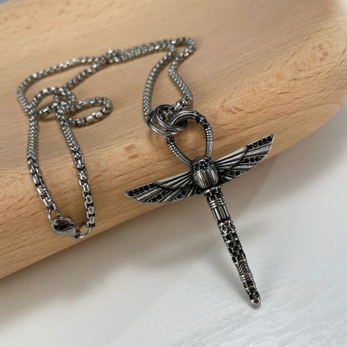 Stainless Steel Jewelry Necklace, 304 Stainless Steel, Dragonfly, plated, fashion jewelry & for man x45mm 