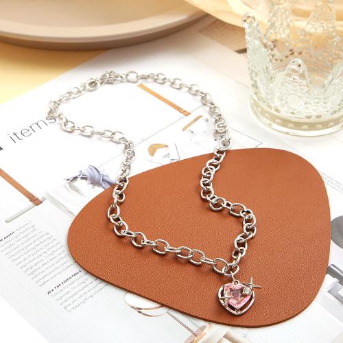 Crystal Zinc Alloy Necklace, with Crystal, fashion jewelry & for woman 