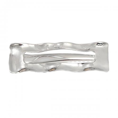 Alligator Hair Clip, Zinc Alloy, Square, for woman & hollow, silver color 