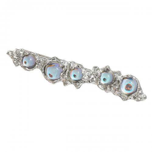 Alligator Hair Clip, Zinc Alloy, with Resin, for woman, silver color 
