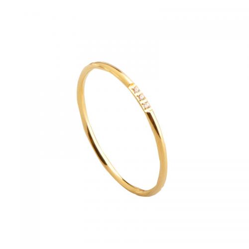 Титан Сталь палец кольцо, титан, Другое покрытие, разный размер для выбора & инкрустированное микро кубического циркония & Женский, Золотой, продается PC