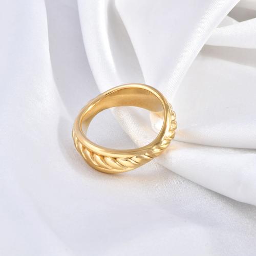 Titanium Steel Finger Ring, plated & for woman, golden 