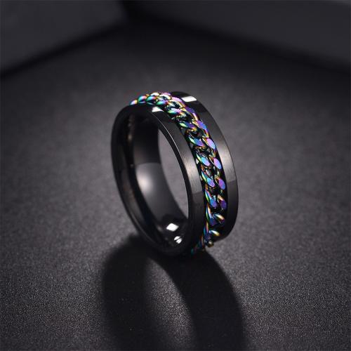 Stainless Steel Finger Ring, 304 Stainless Steel, fashion jewelry & rotatable & Unisex  Width 8mm,Thickness 2mm 