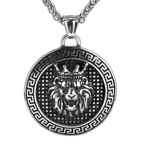 Acier titane collier, lion, poli, pour homme & noircir, couleur originale Environ 23.6 pouce, Vendu par PC