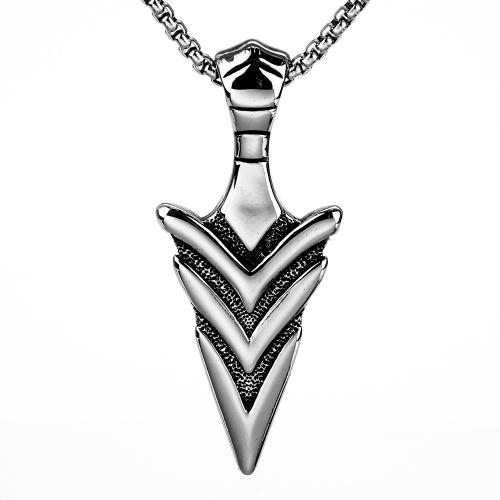 Titanium Steel Necklace, arrowhead, plated, vintage & for man & blacken, original color Approx 23.6 Inch 